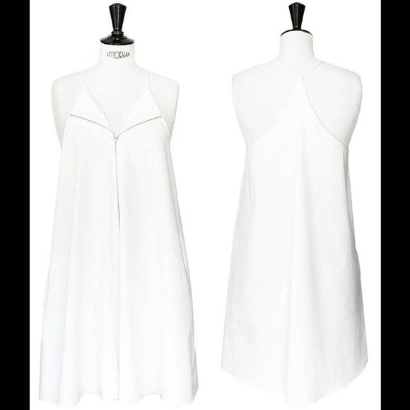 New 3.1 Phillip Lim cotton zip trapeze tent swing relaxed crisp poplin minidress - Picture 3 of 16